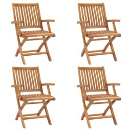 Berkfield Home Folding Garden Chairs 4 pcs Solid Teak Wood in Brown - thumbnail 1