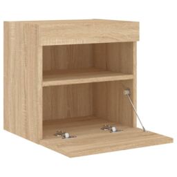 Berkfield Home TV Wall Cabinets with LED Lights 2 pcs Sonoma Oak 40x30x40 cm in Brown - Size: 40 x 30 x 40 cm - thumbnail 9