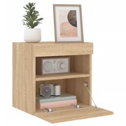Berkfield Home TV Wall Cabinets with LED Lights 2 pcs Sonoma Oak 40x30x40 cm in Brown - Size: 40 x 30 x 40 cm - thumbnail 6
