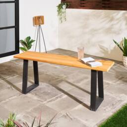 OHS 3 Seater Wood Garden Bench Backless Outdoor Patio Rustic Chair Seat in Natural - thumbnail 1