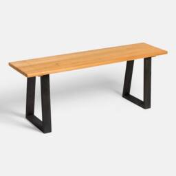 OHS 3 Seater Wood Garden Bench Backless Outdoor Patio Rustic Chair Seat in Natural - thumbnail 3