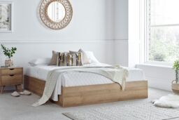 Time4sleep Molle Wooden Ottoman Bed Frame - Bed Frame Only in Light Oak - Size: Double - thumbnail 2