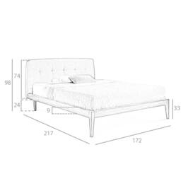 Angel Cerda Grey Tufted Fabric Double Bed Fits 160x200 cm - thumbnail 8
