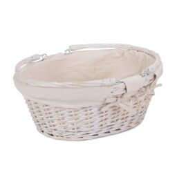 Red Hamper Wicker Medium White Swing Handle Shopping Basket - thumbnail 2