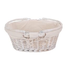 Red Hamper Wicker Medium White Swing Handle Shopping Basket - thumbnail 3