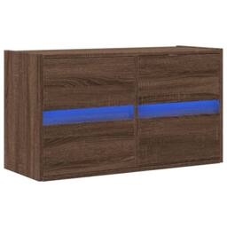 Berkfield Home TV Wall Cabinet with LED Lights Brown Oak 80x31x45 cm - Size: 80 x 31 x 45 cm - thumbnail 1