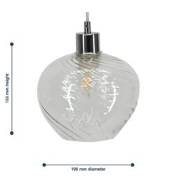 First Choice Lighting Bradson - Clear Swirl Glass Easy Fit Pendant Shade - thumbnail 5