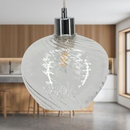 First Choice Lighting Bradson - Clear Swirl Glass Easy Fit Pendant Shade - thumbnail 3