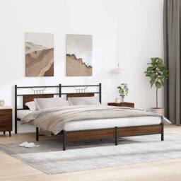 Berkfield Home Bed Frame without Mattress Brown Oak 183x203 cm Engineered Wood - thumbnail 4