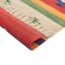 Wyld and Coco Klim Multicolour Handwoven Cotton Kilim Rug 140 x 200 cm Tassels - Size: 140 cm x 200 cm - thumbnail 5