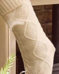 Dibor Set of 4 Ivory Chunky Knit Christmas Xmas Gift Decoration Christmas Stocking in White - Size: 4 Pack - thumbnail 3