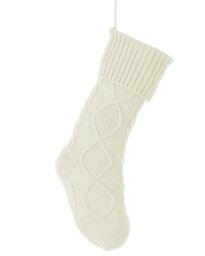 Dibor Set of 4 Ivory Chunky Knit Christmas Xmas Gift Decoration Christmas Stocking in White - Size: 4 Pack - thumbnail 2