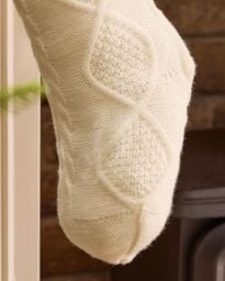 Dibor Set of 4 Ivory Chunky Knit Christmas Xmas Gift Decoration Christmas Stocking in White - Size: 4 Pack - thumbnail 4