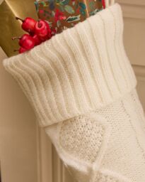 Dibor Set of 4 Ivory Chunky Knit Christmas Xmas Gift Decoration Christmas Stocking in White - Size: 4 Pack - thumbnail 5