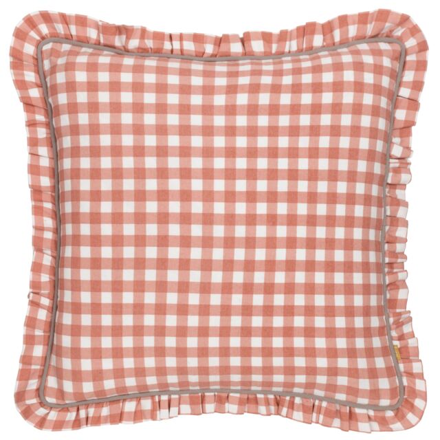 Furn Maude Gingham 100% Cotton Reversible Cushion in Rose - Size: 45 cm x 45 cm - image 1