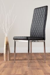 FurnitureboxUK Leonardo Glass & Chrome Metal Dining Table & 6 Milan Chairs Dining Set in Black - thumbnail 5