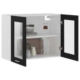 Berkfield Home Hanging Glass Cabinet Black 80x31x60 cm Engineered Wood - Size: 80 x 31 x 60 cm - thumbnail 4