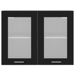 Berkfield Home Hanging Glass Cabinet Black 80x31x60 cm Engineered Wood - Size: 80 x 31 x 60 cm - thumbnail 6