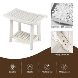 CASART Bathroom Shower Bench Shower Seat Stool w/ Shelf Bath Shower Chair in White - thumbnail 7