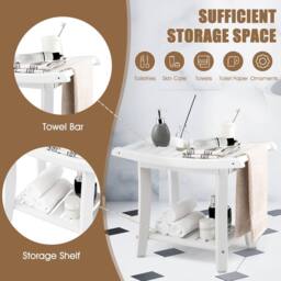 CASART Bathroom Shower Bench Shower Seat Stool w/ Shelf Bath Shower Chair in White - thumbnail 5