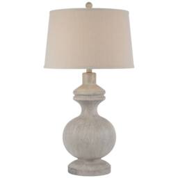Lemon Pavilion Furniture and Decor Amorie Table Lamp with Linen Shade - Resin - L41 x W41 x H71 cm White - thumbnail 1