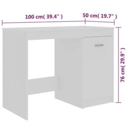 Berkfield Home Desk White 100x50x76 cm Engineered Wood - Size: 100 x 50 x 76 cm - thumbnail 9
