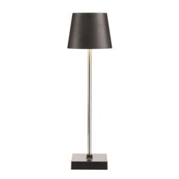 mysmartbuy Battery or USB Operated Table Lamp - Modern Portable Cordless LED Light with Black Shade & Base & Silver Stand - H36 x 10.5cm - thumbnail 3