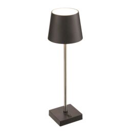 mysmartbuy Battery or USB Operated Table Lamp - Modern Portable Cordless LED Light with Black Shade & Base & Silver Stand - H36 x 10.5cm - thumbnail 4