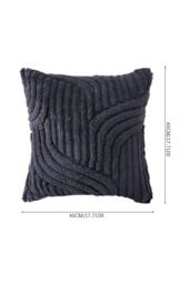 Living and Home 3D Wave Textured Plush Throw Pillow Cover in Dark Grey - thumbnail 8