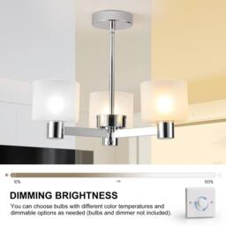 Harper Living Men's 3 Lights Semi Flush Ceiling Lamp with Frosted Glass Shades, Chrome Finish in Silver - thumbnail 4