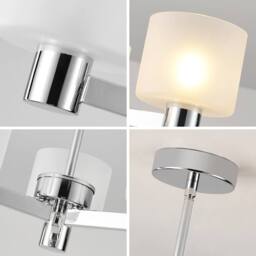 Harper Living Men's 3 Lights Semi Flush Ceiling Lamp with Frosted Glass Shades, Chrome Finish in Silver - thumbnail 6