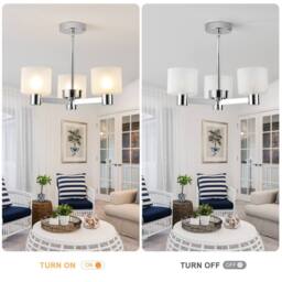 Harper Living Men's 3 Lights Semi Flush Ceiling Lamp with Frosted Glass Shades, Chrome Finish in Silver - thumbnail 5