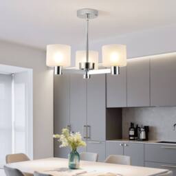 Harper Living Men's 3 Lights Semi Flush Ceiling Lamp with Frosted Glass Shades, Chrome Finish in Silver - thumbnail 3