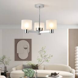 Harper Living Men's 3 Lights Semi Flush Ceiling Lamp with Frosted Glass Shades, Chrome Finish in Silver - thumbnail 2