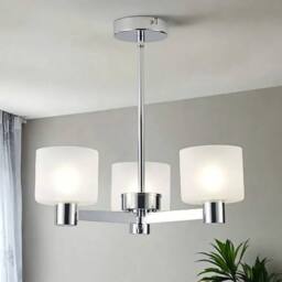 Harper Living Men's 3 Lights Semi Flush Ceiling Lamp with Frosted Glass Shades, Chrome Finish in Silver