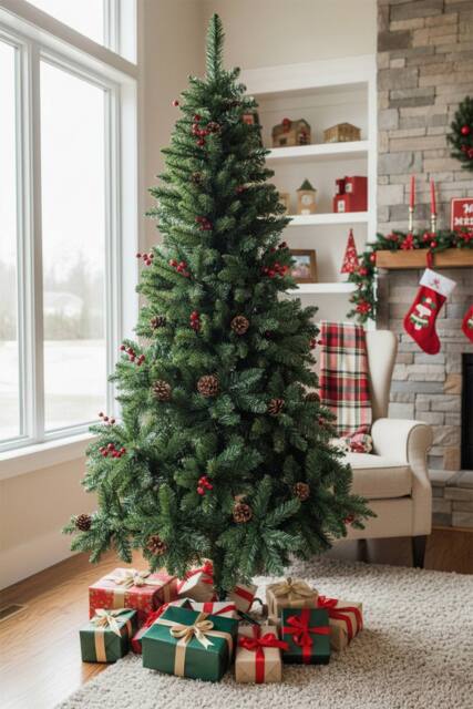 Living and Home 6FT/1.8M Artificial Christmas Tree with Foldable Metal Stand in Green - image 1