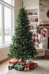 Living and Home 6FT/1.8M Artificial Christmas Tree with Foldable Metal Stand in Green - thumbnail 1