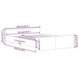 Berkfield Home Durable Bed Frame with Headboard & Footboard Grey Sonoma 135x19 - Size: Double - thumbnail 9