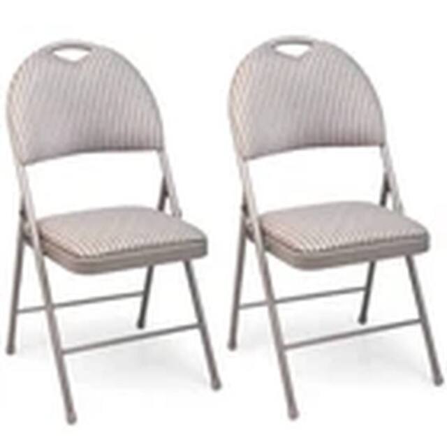EONLION 2PCS Metal Folding Chair High Back Foldable Padded Seat in Beige - image 1