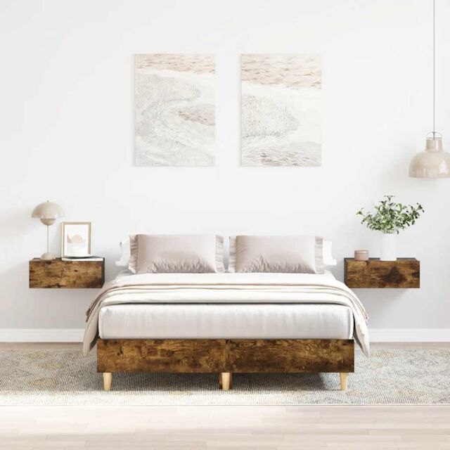 Berkfield Home Bed Frame No Mattress Smoked Oak 120x200 cm Engineered Wood in Brown - Size: Small Double - image 1