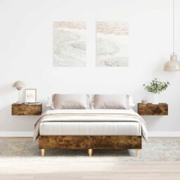 Berkfield Home Bed Frame No Mattress Smoked Oak 120x200 cm Engineered Wood in Brown - Size: Small Double - thumbnail 1
