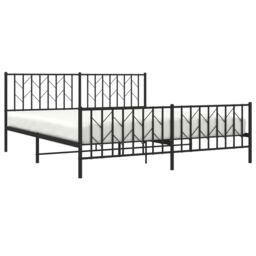 Berkfield Home Metal Bed Frame without Mattress with Footboard Black 183x213cm - Size: 183x213 cm - thumbnail 3