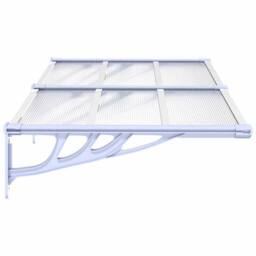 Berkfield Home Durable Door Canopy Grey & Transparent 152.5x90 cm Polycarbonate in Clear - thumbnail 4