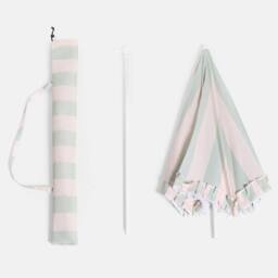 OHS Stripe Parasol Umbrella Garden Outdoor Canopy Sun Shade Beach in Pale Green - thumbnail 4
