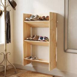 KORVIXA Wall Mounted Shoe Cabinet Storage in Natural - Size: 0.6m2 - thumbnail 5