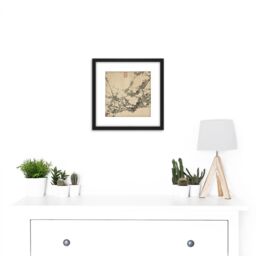 Artery8 Zou Fulei Breath Of Spring Screen Painting 8X8 Inch Square Wooden Framed Wall Art Print Picture with Mount in Black - thumbnail 2