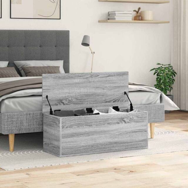 Berkfield Home Storage Box Grey Sonoma 90x35x35 cm Engineered Wood - Size: 90 x 35 x 35 cm - image 1