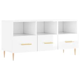 Berkfield Home TV Cabinet High Gloss White 102x36x50 cm Engineered Wood - Size: 102 x 36 x 50 cm - thumbnail 3