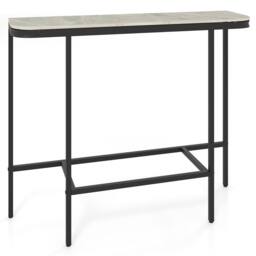 Costway Entryway Table Modern Hallway Sofa Console Table w/ Faux Marble Top in Grey - thumbnail 3