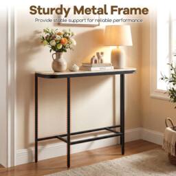 Costway Entryway Table Modern Hallway Sofa Console Table w/ Faux Marble Top in Grey - thumbnail 5